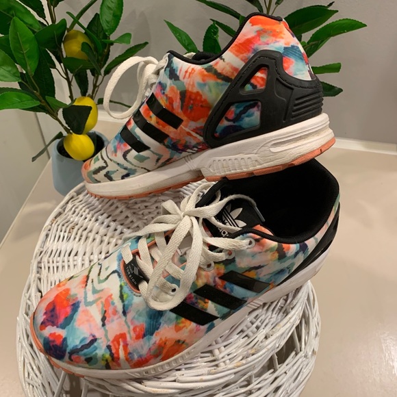 adidas gazelle silver green womens Blue And Orange Tie Dye Print White Running Shoes  GearFrost